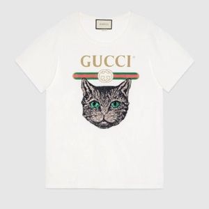 Gucci White Mystic Cat Logo T-Shirt